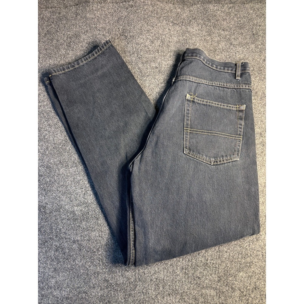 Steve & Barry's Jeans Mens 34 Blue Denim Dark Wash Contrast Stitch Straight Leg